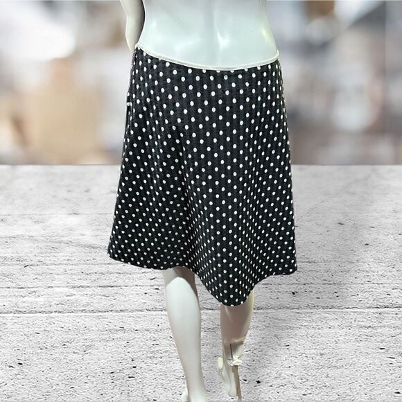 MSSP Max Studio Specialty Product Black Polka Dot Strip Skirt - Picture 10 of 10